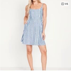 Old Navy Blue & White Striped Mini Sundress